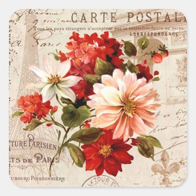 Vintage floral mixed flowers elegant sticker (Front)