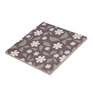 Vintage Floral Modern Cottage Sage & Plum Tile