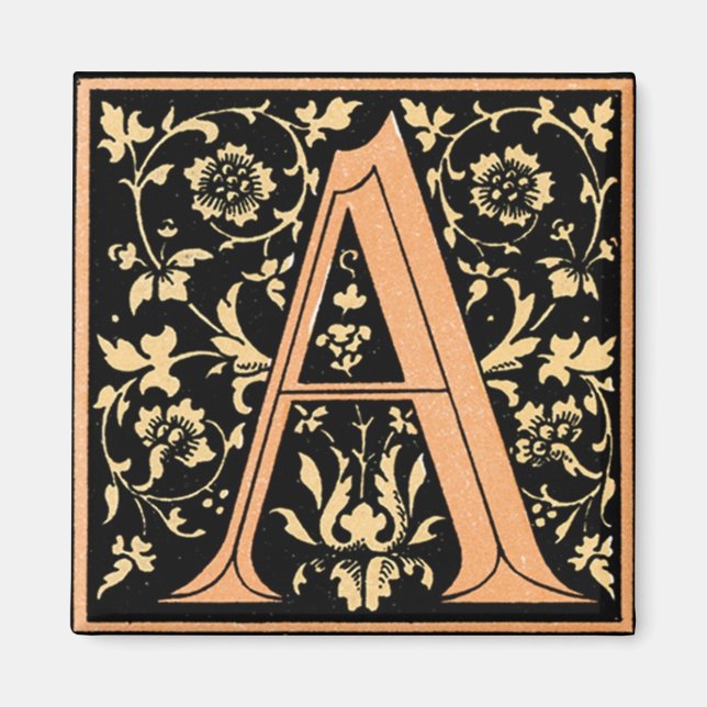 Vintage Floral Monogram ‘A’ - Magnet (Front)