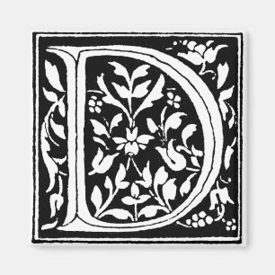 Vintage Floral Monogram 'D' Magnet