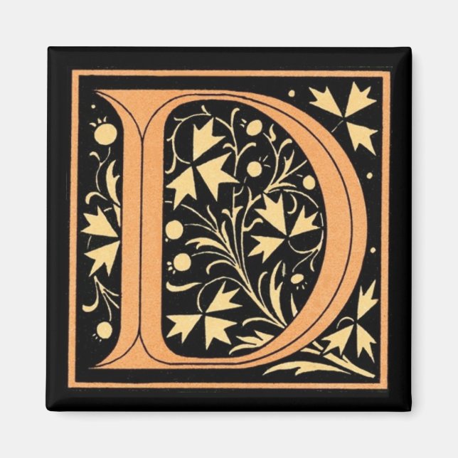 Vintage Floral Monogram ‘D’ - Magnet (Front)