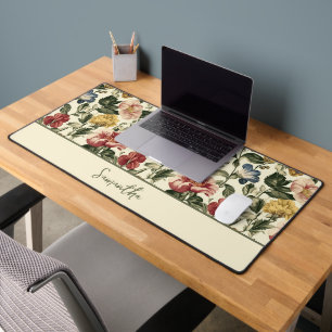 Vintage Floral Monogram Desk Mat