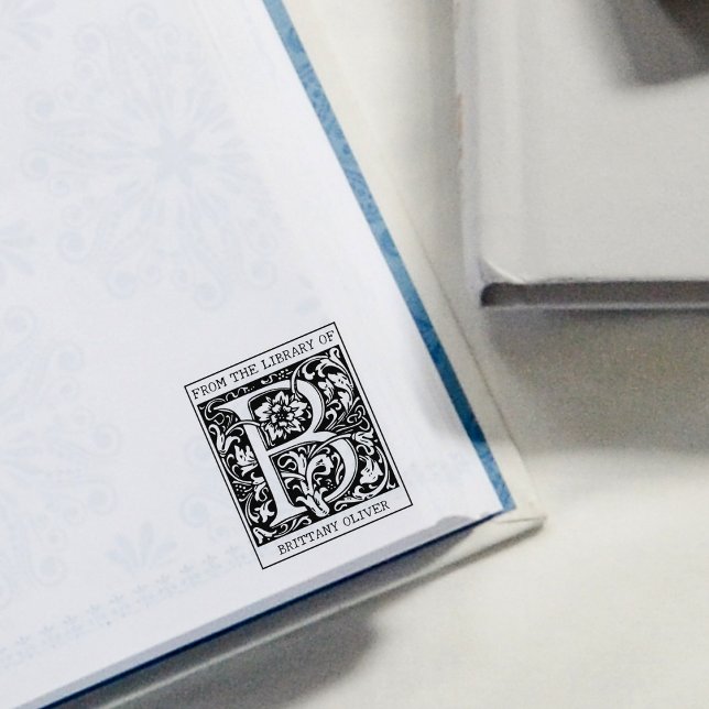 Vintage Floral Monogram Letter B From the Library Rubber Stamp (Creator Uploaded)