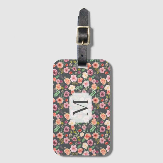 Vintage Floral | Monogram Luggage Tag (Front Vertical)