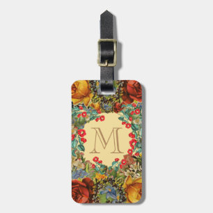Vintage Floral Monogram Luggage Tag