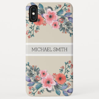 Vintage Floral Monogram Modern Bone iPhone XS Max Case