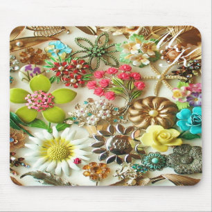 Vintage Floral Monogram Mousepad