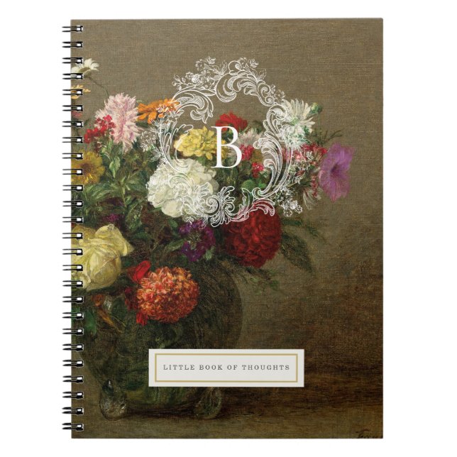 Vintage Floral Monogram Personalised Notebook (Front)