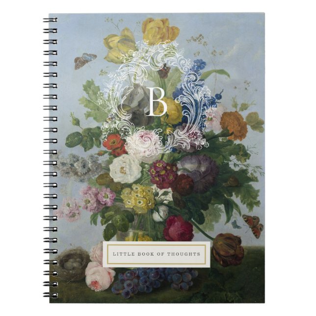 Vintage Floral Monogram Personalised Notebook (Front)