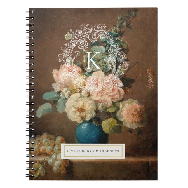 Vintage Floral Monogram Personalised Notebook (Front)