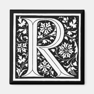 Vintage Floral Monogram ‘R’ Magnet