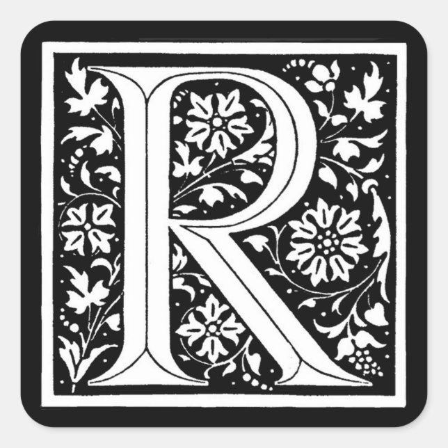 Vintage Floral Monogram ‘R’ – Sticker (Front)