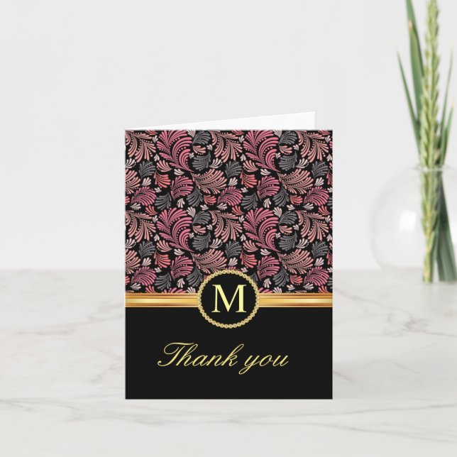Vintage Floral Monogram Thank You Cards (Front)