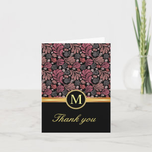 Vintage Floral Monogram Thank You Cards