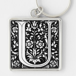 Vintage Floral Monogram ‘U’ - Keychain