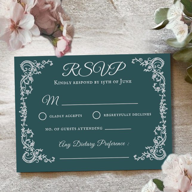 Vintage Floral Monogram Wedding RSVP Card (Creator Uploaded)