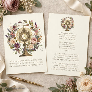 Vintage Floral Monstrance Catholic Eucharistic Card