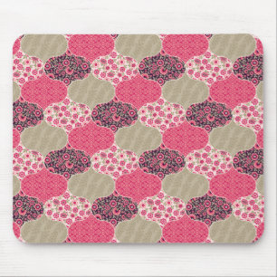 Vintage Floral Moroccan Pattern Pink Mouse Mat