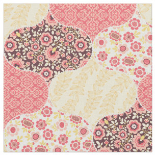 Vintage Floral Moroccan Pattern Yellow and Peach Fabric