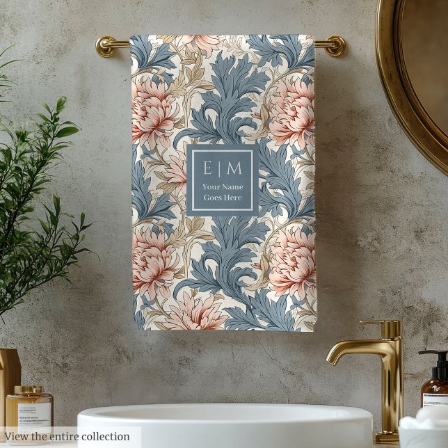 Vintage Floral Morris Style Bath Towel (Vintage Floral Morris Style Bath Towel)
