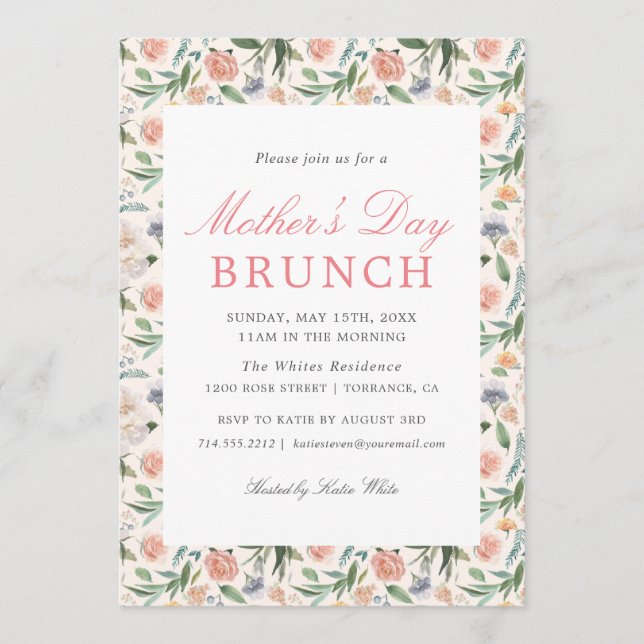 Vintage Floral Mother’s Day Brunch Invitation (Front)