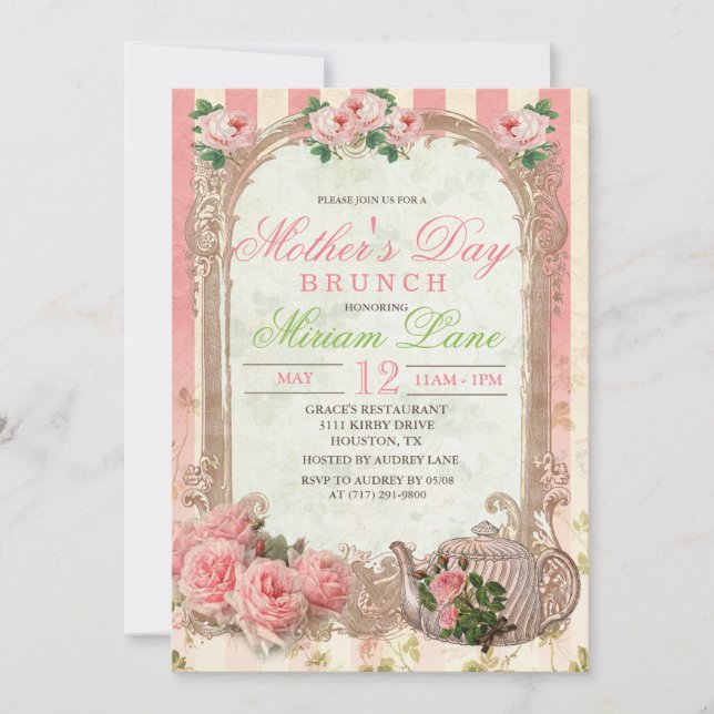 Vintage Floral Mother's Day Brunch Invitation (Front)