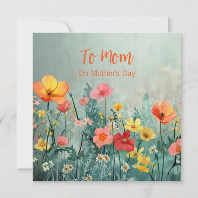 Vintage Floral Mother's Day Flat Card (Front)