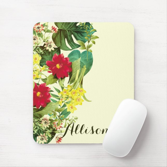 Vintage Floral Mouse Mat (With Mouse)