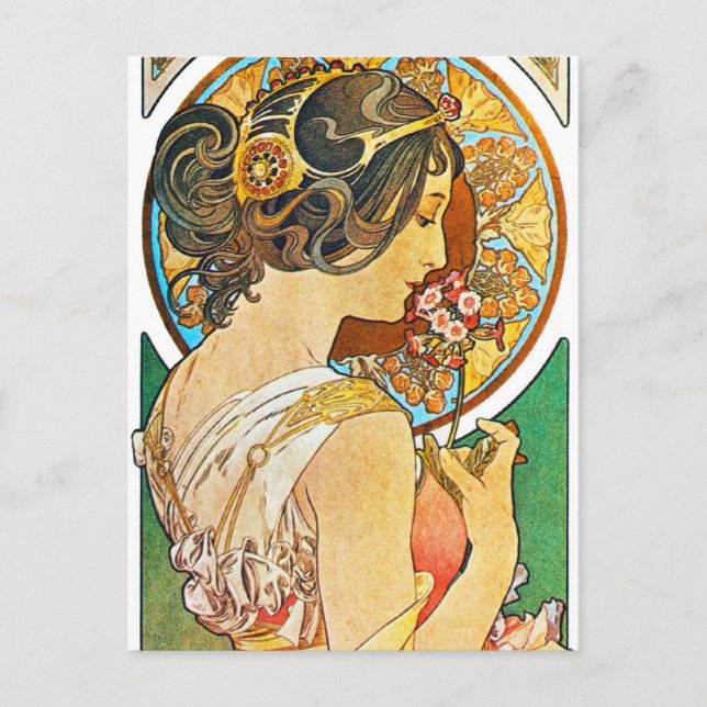 Vintage Floral Mucha Postcard (Front)