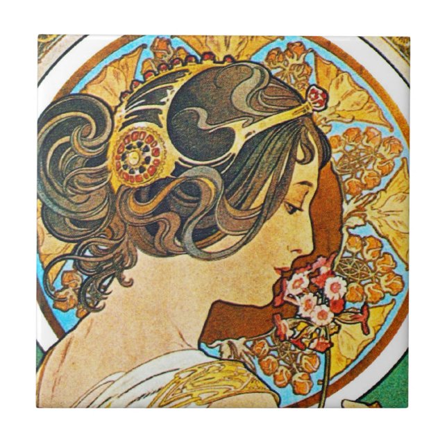 Vintage Floral Mucha Tile (Front)