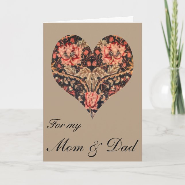 Vintage Floral Mum & Dad Valentine Holiday Card (Front)
