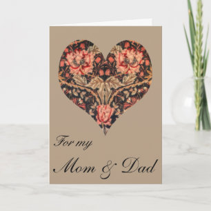 Vintage Floral Mum & Dad Valentine Holiday Card
