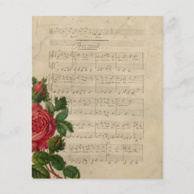 Vintage floral music notes red rose  (Front)