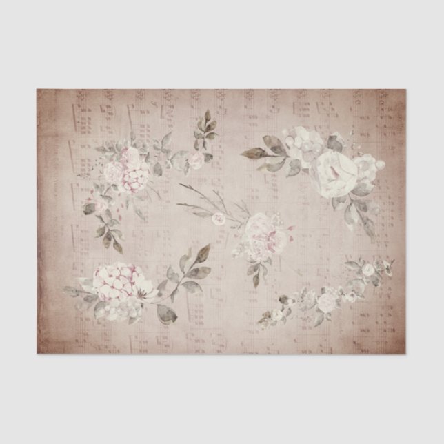 vintage floral music tissue paper (Front)
