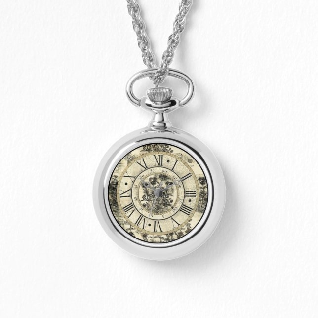 Vintage Floral Necklace Watch (Front)