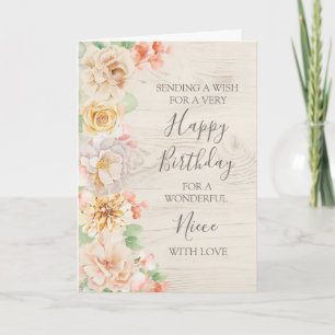 Vintage Floral Niece Happy Birthday Card