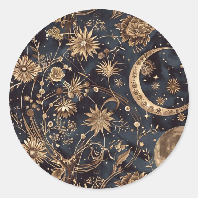 Vintage Floral Night Sky Envelope Sticker (Front)
