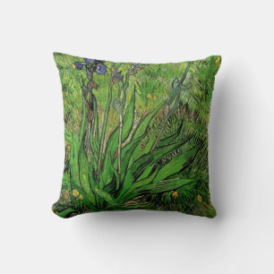 Vintage floral oil painting, Iris by Van Gogh Cushion