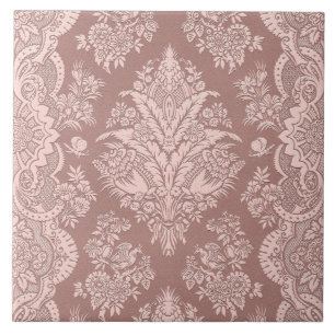 Vintage Floral on Rosy Beige Tile