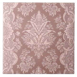 Vintage Floral on Rosy Beige Tile