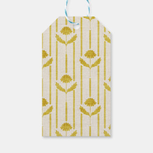 Vintage Floral on stripe in Mustard Yellow Gift Tags