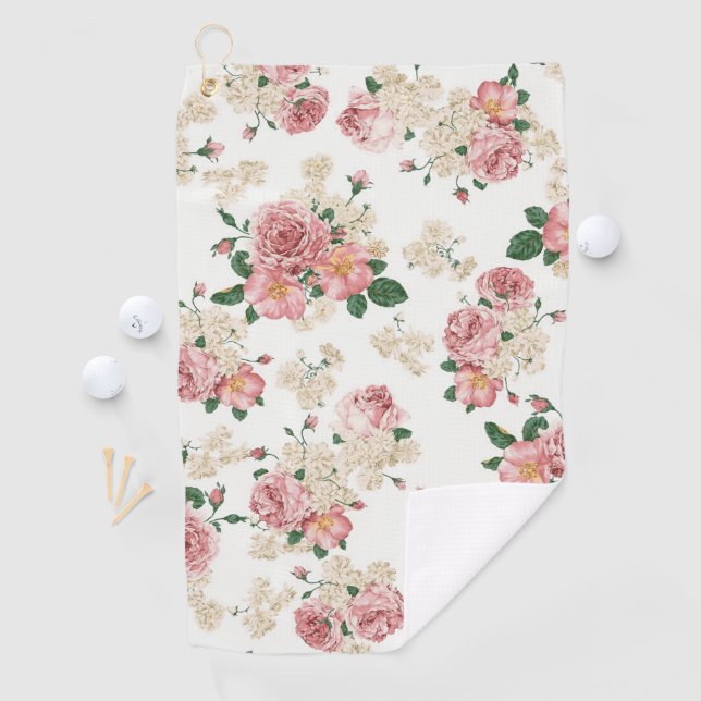 Vintage Floral on White Golf Towel (InSitu)