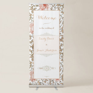 Vintage Floral Ornament Wedding Retractable Banner