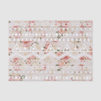 Vintage Floral Painting and White Aztec Pattern