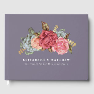 Vintage Floral Painting Anniversary Guest Books