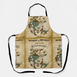 Vintage Floral painting of bakery in France Apron