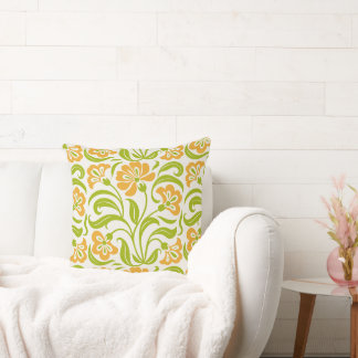 Vintage Floral Paisley Pattern | Orange Green Bota Cushion