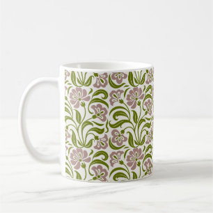 Vintage Floral Paisley Pattern Pink Green Botani Coffee Mug