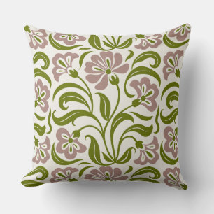 Vintage Floral Paisley Pattern Pink Green Botani Cushion