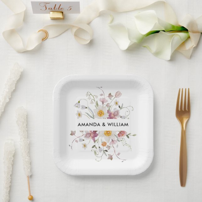 Vintage Floral Paper Plate (Wedding)